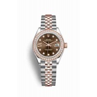 Replica Rolex Datejust 28 Everose Rolesor Oystersteel 18 ct Everose gold 279381RBR Chocolate set diamonds Dial Watch m279381rbr-0003