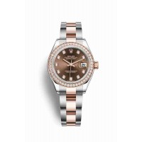 Replica Rolex Datejust 28 Everose Rolesor Oystersteel 18 ct Everose gold 279381RBR Chocolate set diamonds Dial Watch m279381rbr-0012