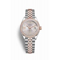 Replica Rolex Datejust 28 Everose Rolesor Oystersteel 18 ct Everose gold 279381RBR Sundust set diamonds Dial Watch m279381rbr-0019