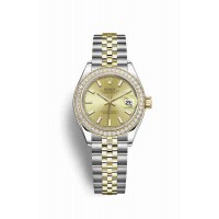 Replica Rolex Datejust 28 Yellow Rolesor Oystersteel 18 ct yellow gold 279383RBR Champagne-colour Dial Watch m279383rbr-0001