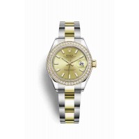 Replica Rolex Datejust 28 Yellow Rolesor Oystersteel 18 ct yellow gold 279383RBR Champagne-colour Dial Watch m279383rbr-0002