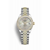 Replica Rolex Datejust 28 Yellow Rolesor Oystersteel 18 ct yellow gold 279383RBR Silver set diamonds Dial Watch m279383rbr-0003