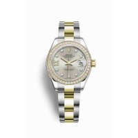 Replica Rolex Datejust 28 Yellow Rolesor Oystersteel 18 ct yellow gold 279383RBR Silver set diamonds Dial Watch m279383rbr-0004