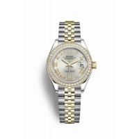 Replica Rolex Datejust 28 Yellow Rolesor Oystersteel 18 ct yellow gold 279383RBR Silver Dial Watch m279383rbr-0005