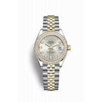 Replica Rolex Datejust 28 Yellow Rolesor Oystersteel 18 ct yellow gold 279383RBR Silver set diamonds Dial Watch m279383rbr-0007