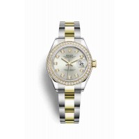 Replica Rolex Datejust 28 Yellow Rolesor Oystersteel 18 ct yellow gold 279383RBR Silver set diamonds Dial Watch m279383rbr-0008