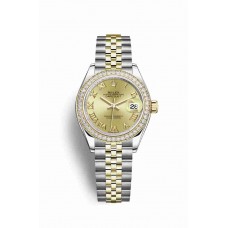 Replica Rolex Datejust 28 Yellow Rolesor Oystersteel 18 ct yellow gold 279383RBR Champagne-colour Dial Watch m279383rbr-0009