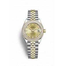 Replica Rolex Datejust 28 Yellow Rolesor Oystersteel 18 ct yellow gold 279383RBR Champagne-colour set diamonds Dial Watch m279383rbr-0011