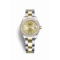 Replica Rolex Datejust 28 Yellow Rolesor Oystersteel 18 ct yellow gold 279383RBR Champagne-colour set diamonds Dial Watch m279383rbr-0012