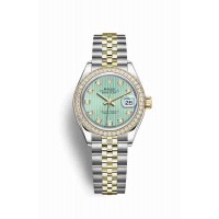 Replica Rolex Datejust 28 Yellow Rolesor Oystersteel 18 ct yellow gold 279383RBR Mint green set diamonds Dial Watch m279383rbr-0013