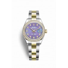 Replica Rolex Datejust 28 Yellow Rolesor Oystersteel 18 ct yellow gold 279383RBR Lavender set diamonds Dial Watch m279383rbr-0016