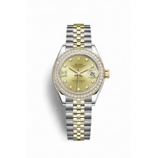 Replica Rolex Datejust 28 Yellow Rolesor Oystersteel 18 ct yellow gold 279383RBR Champagne-colour set diamonds Dial Watch m279383rbr-0021