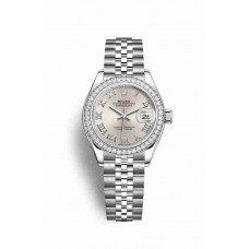 Replica Rolex Datejust 28 White Rolesor Oystersteel 18 ct white gold 279384RBR Silver Dial Watch m279384rbr-0009