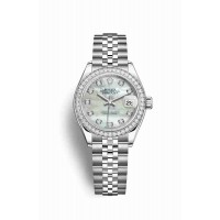 Replica Rolex Datejust 28 White Rolesor Oystersteel 18 ct white gold 279384RBR White mother-of-pearl set diamonds Dial Watch m279384rbr-0011