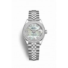 Replica Rolex Datejust 28 White Rolesor Oystersteel 18 ct white gold 279384RBR White mother-of-pearl set diamonds Dial Watch m279384rbr-0011