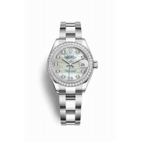 Replica Rolex Datejust 28 White Rolesor Oystersteel 18 ct white gold 279384RBR White mother-of-pearl set diamonds Dial Watch m279384rbr-0012