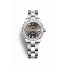 Replica Rolex Datejust 28 White Rolesor Oystersteel 18 ct white gold 279384RBR Dark grey Dial Watch m279384rbr-0016