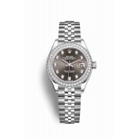 Replica Rolex Datejust 28 White Rolesor Oystersteel 18 ct white gold 279384RBR Dark grey set diamonds Dial Watch m279384rbr-0017