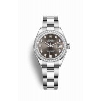 Replica Rolex Datejust 28 White Rolesor Oystersteel 18 ct white gold 279384RBR Dark grey set diamonds Dial Watch m279384rbr-0018