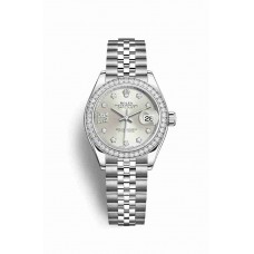 Replica Rolex Datejust 28 White Rolesor Oystersteel 18 ct white gold 279384RBR Silver set diamonds Dial Watch m279384rbr-0021