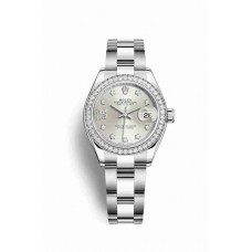 Replica Rolex Datejust 28 White Rolesor Oystersteel 18 ct white gold 279384RBR Silver set diamonds Dial Watch m279384rbr-0022