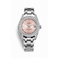 Replica Rolex Pearlmaster 34 18 ct white gold lugs set diamonds 81159 Pink Dial Watch m81159-0054