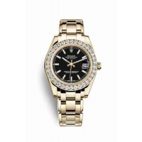 Replica Rolex Pearlmaster 34 18 ct yellow gold 81298 Black Dial Watch m81298-0056