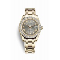 Replica Rolex Pearlmaster 34 18 ct yellow gold 81298 Steel Dial Watch m81298-0057