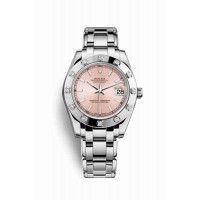 Replica Rolex Pearlmaster 34 18 ct white gold 81319 Pink Dial Watch m81319-0031