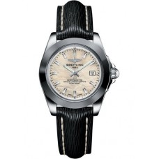 Breitling Galactic 32 Sleek Edition Mother of Pearl Dial Black Leather Strap Women's Watch Replica 