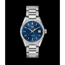 Replica TAG Heuer Carrera Ladies Quartz Blue Dial with Diamonds Bezel Unisex Replica 