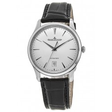 Jaeger LeCoultre Master Ultra Thin Silver Dial Black Leather Strap Men's Replica Watch 1238420