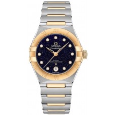 Omega Constellation Manhattan Chronometer 29mm Blue Dial Diamond Yellow Gold and Stainless Steel Women's Replica Watch 131.20.29.20.53.001