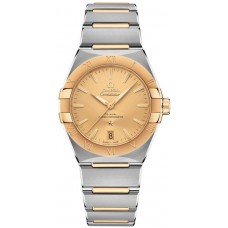 Omega Constellation Co-Axial Master Chronometer Champagne Dial Yellow Gold and Stainless Steel Men's Replica Watch 131.20.36.20.08.001