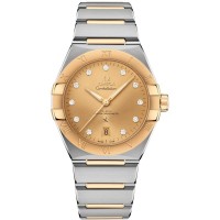 Omega Constellation Co-Axial Master Chronometer Champagne Diamond Dial Yellow Gold and Stainless Steel Men's Replica Watch 131.20.39.20.58.001