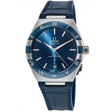 Omega Constellation Co-Axial Master Chronometer Blue Dial Blue Leather Strap Men's Replica Watch 131.33.41.21.03.001