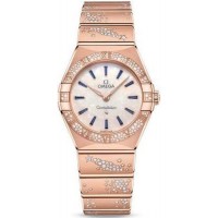 Omega Constellation Manhattan Quartz 28mm Mother of Pearl Dial Diamond Rose Gold Women's Replica Watch 131.55.28.60.99.002