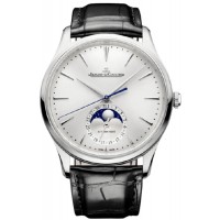 Jaeger LeCoultre Master Ultra Thin Moon Silver Dial Leather Strap Men's Replica Watch 1368430