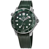 Omega Seamaster Diver 300 M Green Dial Rubber Strap Men's Replica Watch 210.32.42.20.10.001