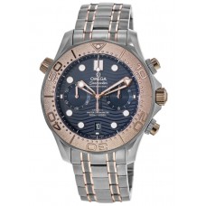 Omega Seamaster Diver 300 M Co-Axial Chronograph Blue Dial Titanium &amp; Gold Men's Replica Watch 210.60.44.51.03.001