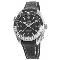 Omega Seamaster Planet Ocean 600M GMT Steel on Leather Strap Men's Replica Watch 215.33.44.22.01.001-SD