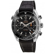 Omega Seamaster Planet Ocean 600M Chronograph 45.5mm Black Dial Leather Strap Men's Replica Watch 215.33.46.51.01.001