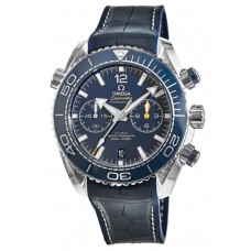 Omega Seamaster Planet Ocean 600M Chronograph 45.5mm Blue Dial Leather Strap Men's Replica Watch 215.33.46.51.03.001