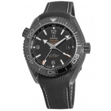 Omega Seamaster Planet Ocean 600M GMT Deep Black Ceramic Rubber Strap  Men's Replica Watch 215.92.46.22.01.001