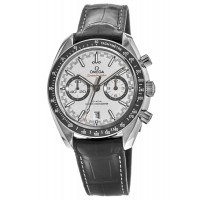 Omega Speedmaster Racing Chronometer White Chronograph Black Leather Strap Men's Replica Watch 329.33.44.51.04.001