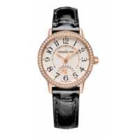 Jaeger LeCoultre Rendez- Vous Night and Day Silver Dial Black Leather Strap Women's Replica Watch 3462430