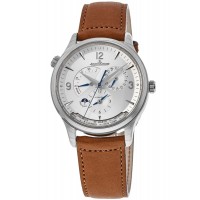 Jaeger LeCoultre Master Control Geographic Silver Chronograph Dial Leather Strap Men's Replica Watch 4128420