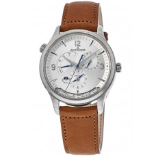 Jaeger LeCoultre Master Control Geographic Silver Chronograph Dial Leather Strap Men's Replica Watch 4128420