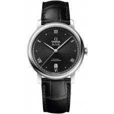 Omega De Ville Prestige Co-Axial 39.5mm Black Dial Leather Strap Men's Replica Watch 424.13.40.20.01.002