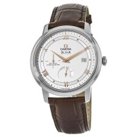 Omega De Ville Prestige Co-Axial Chronograph Automatic White &amp; Rose Dial Leather Strap Men's Replica Watch 424.13.40.21.02.002